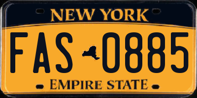 NY license plate FAS0885