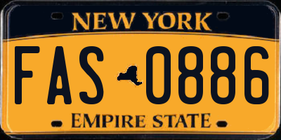 NY license plate FAS0886