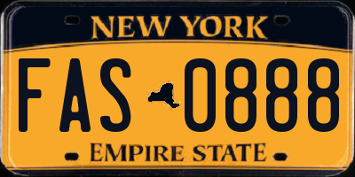 NY license plate FAS0888