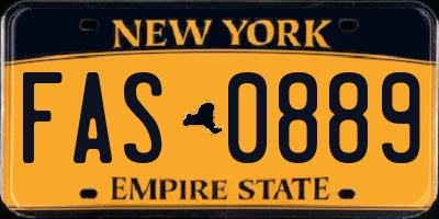 NY license plate FAS0889