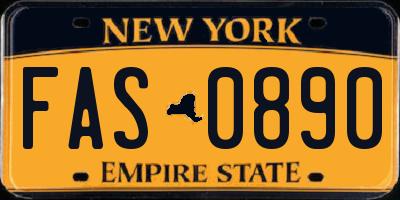 NY license plate FAS0890