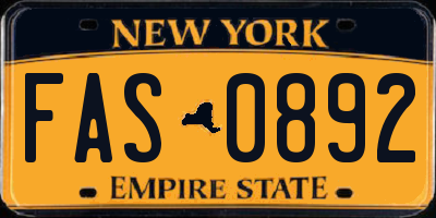 NY license plate FAS0892
