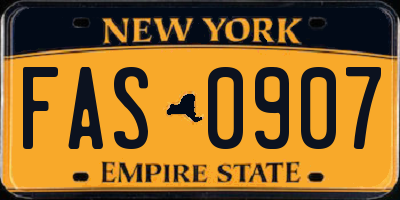 NY license plate FAS0907