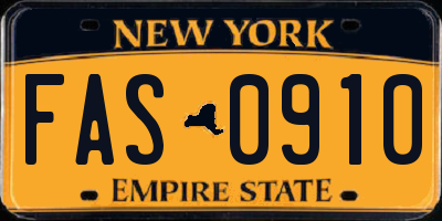 NY license plate FAS0910