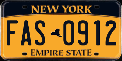 NY license plate FAS0912