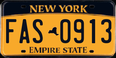 NY license plate FAS0913