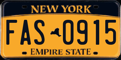 NY license plate FAS0915