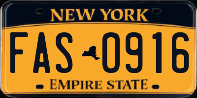 NY license plate FAS0916