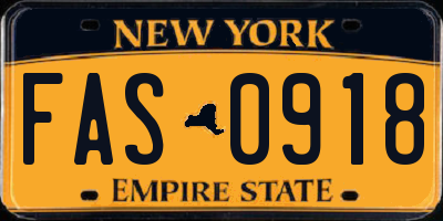 NY license plate FAS0918