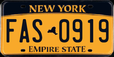 NY license plate FAS0919