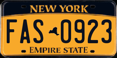 NY license plate FAS0923