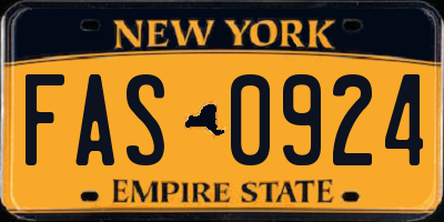 NY license plate FAS0924