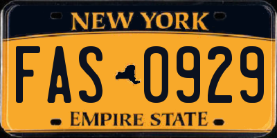 NY license plate FAS0929