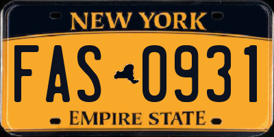 NY license plate FAS0931