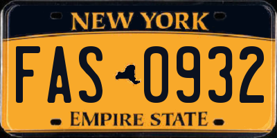 NY license plate FAS0932