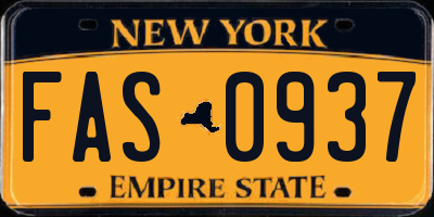 NY license plate FAS0937