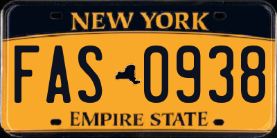 NY license plate FAS0938