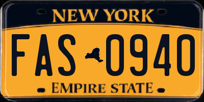 NY license plate FAS0940