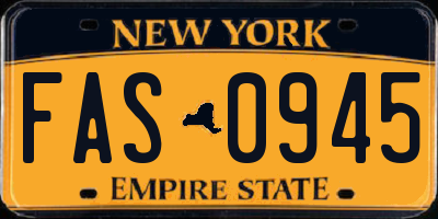 NY license plate FAS0945