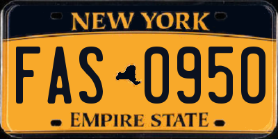 NY license plate FAS0950