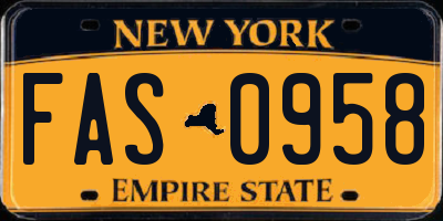 NY license plate FAS0958