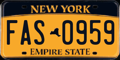 NY license plate FAS0959