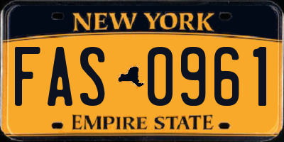 NY license plate FAS0961