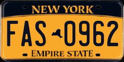 NY license plate FAS0962