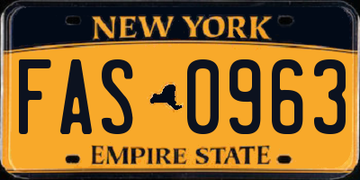 NY license plate FAS0963