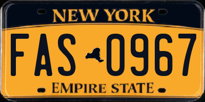 NY license plate FAS0967