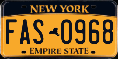 NY license plate FAS0968