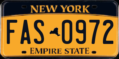 NY license plate FAS0972