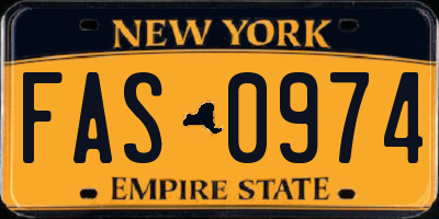 NY license plate FAS0974