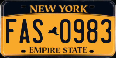 NY license plate FAS0983