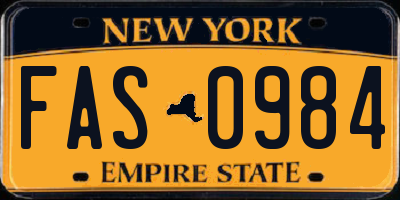 NY license plate FAS0984