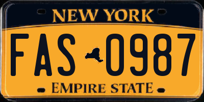 NY license plate FAS0987