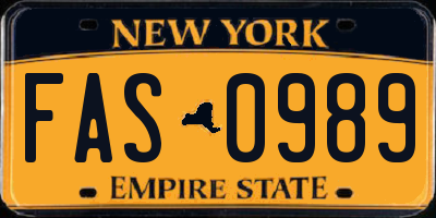 NY license plate FAS0989