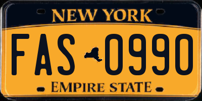 NY license plate FAS0990