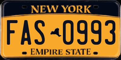 NY license plate FAS0993