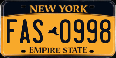 NY license plate FAS0998