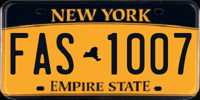 NY license plate FAS1007