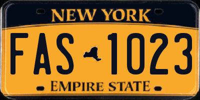 NY license plate FAS1023