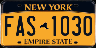 NY license plate FAS1030