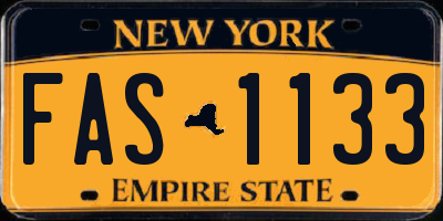 NY license plate FAS1133