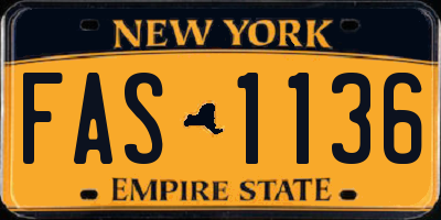 NY license plate FAS1136