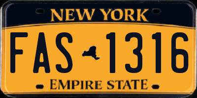 NY license plate FAS1316