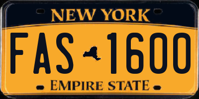 NY license plate FAS1600