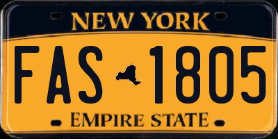 NY license plate FAS1805