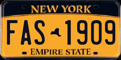 NY license plate FAS1909