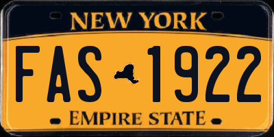 NY license plate FAS1922